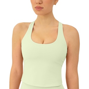 PAVOI ACTIVE Racerback Workout Tank Tops for Women Built in Bra – Medium Support Scoop Athletic Tank Top Shelf Bra, HiPerform(Pistachio)