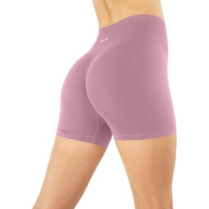 PAVOI ACTIVE Seamless Shorts | Sculpting Compression High Waisted 4.5″ & 6″ Scrunch Butt Ribbed SculptForm Biker Shorts(Blush)