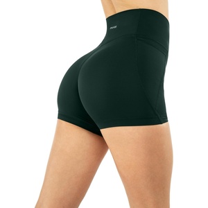 PAVOI ACTIVE Shorts with Pockets | Compressive High Waisted Butt Sculpting 4″ & 6″ Women’s Biker Shorts | HiPerform XXS to 3X(Moss)
