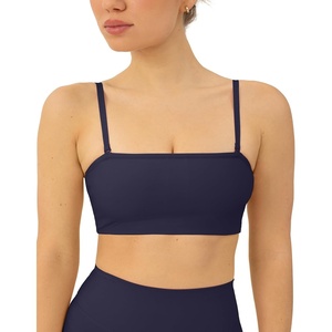PAVOI ACTIVE Sports Bandeau Bras for Women – Padded Low Support Workout Yoga Bandeau Bra with Convertible Straps – FlexFlow(Twilight)