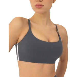 PAVOI ACTIVE Thin Spaghetti Strap Sports Bra for Women – Medium Support Buttery Soft Scoop Neck Workout Yoga Bras – FlexFlow(Thunder)