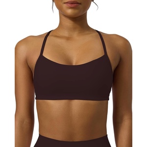 PAVOI ACTIVE Yoga Racerback Bras for Women – Buttery Soft Low Support Scoop Neck Y-Back Thin Strap Sports Bra – FlexFlow(Espresso)