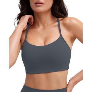 PAVOI ACTIVE Yoga Racerback Bras for Women – Buttery Soft Low Support Scoop Neck Y-Back Thin Strap Sports Bra – FlexFlow(Thunder)