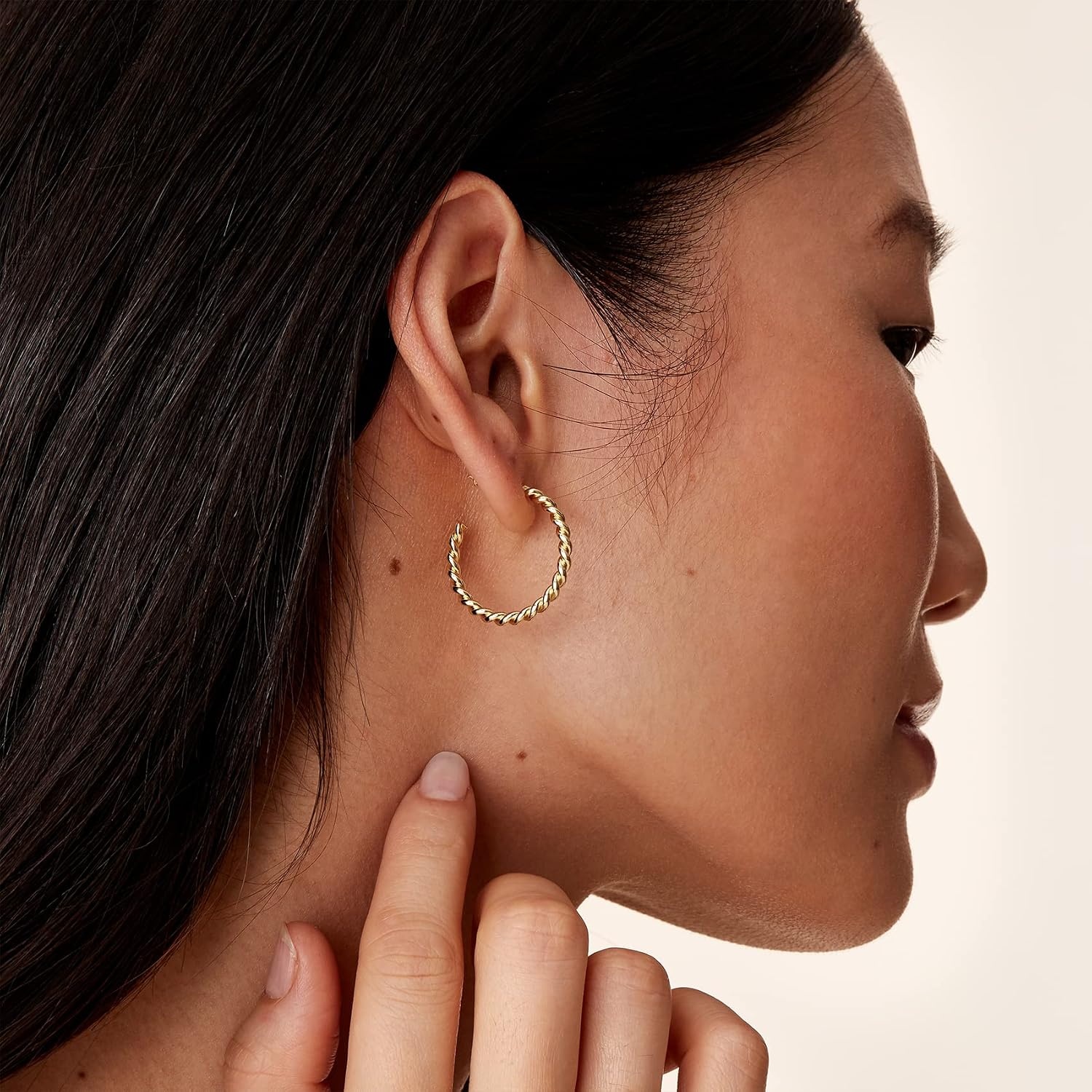 image:imagePAVOI 14K Gold Plated 25mm Twisted Rope Hoop Earrings for Women Round Hoops EarringsWhite Gold