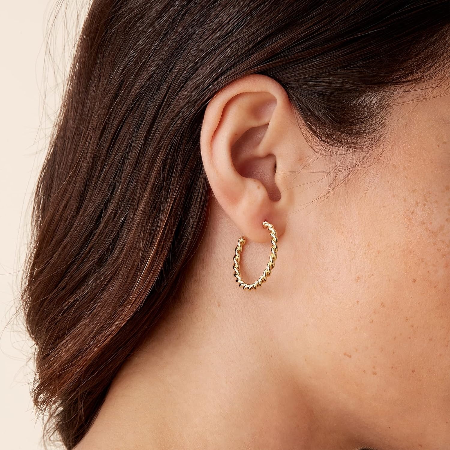 image:imagePAVOI 14K Gold Plated 25mm Twisted Rope Hoop Earrings for Women Round Hoops EarringsYellow Gold