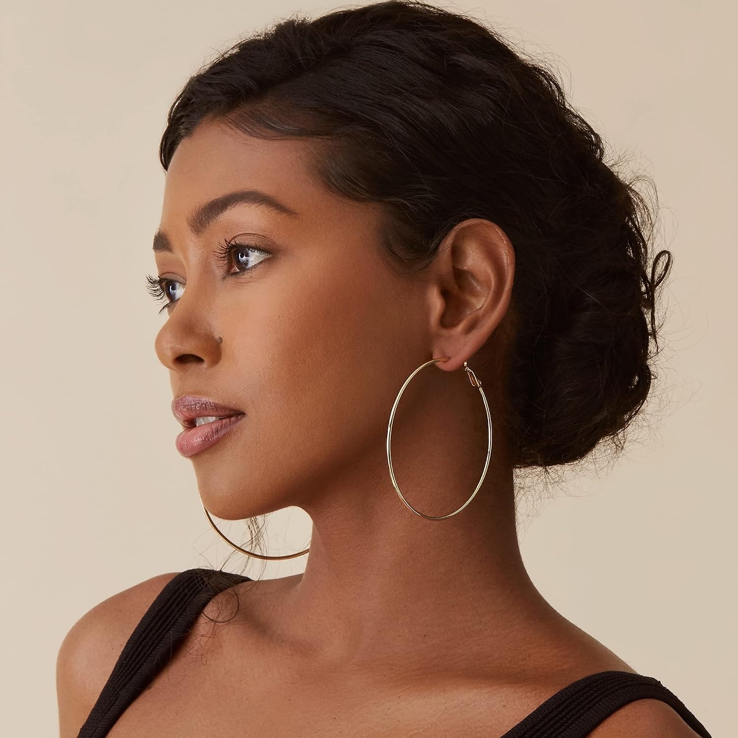 image:imagePAVOI 14K Gold Plated 925 Sterling Silver Post Hoops Large Hoops Earring Lightwight Gold Hoop Earrings for WomenWhite Gold