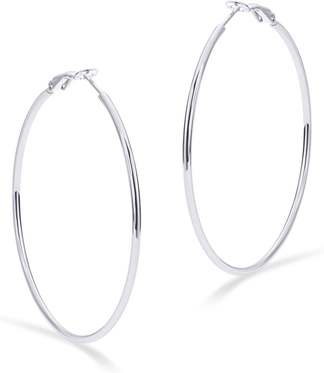 image:imagePAVOI 14K Gold Plated 925 Sterling Silver Post Hoops Large Hoops Earring Lightwight Gold Hoop Earrings for WomenWhite Gold
