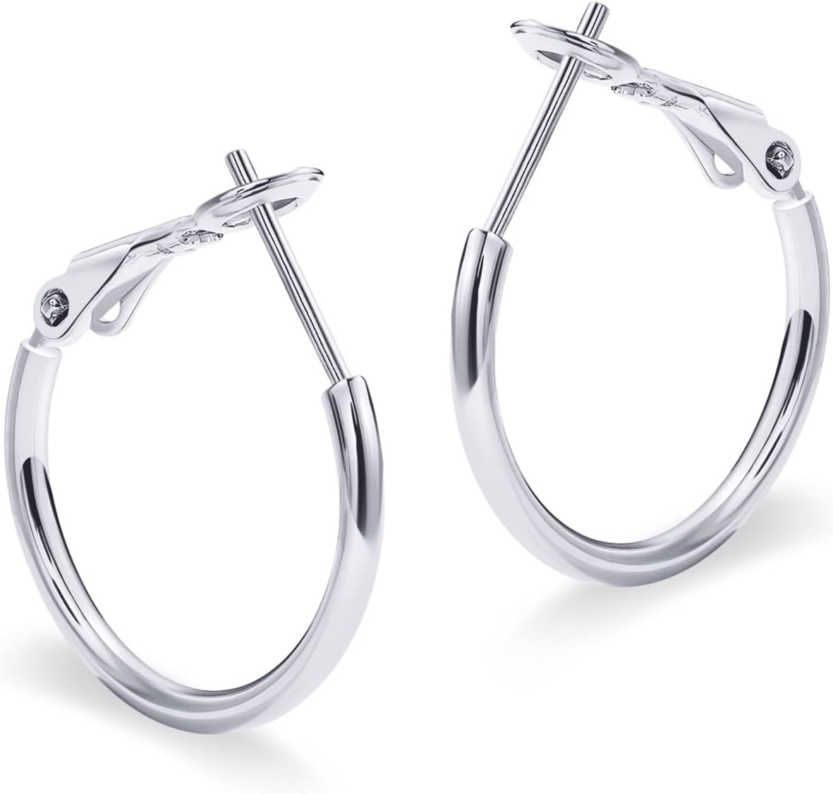 image:imagePAVOI 14K Gold Plated 925 Sterling Silver Post Hoops Large Hoops Earring Lightwight Gold Hoop Earrings for WomenWhite Gold