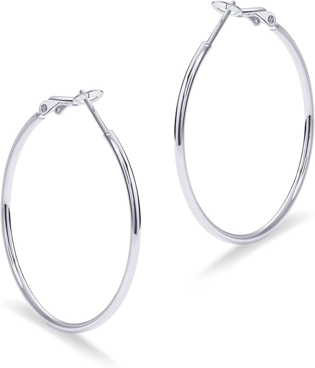 image:imagePAVOI 14K Gold Plated 925 Sterling Silver Post Hoops Large Hoops Earring Lightwight Gold Hoop Earrings for WomenWhite Gold
