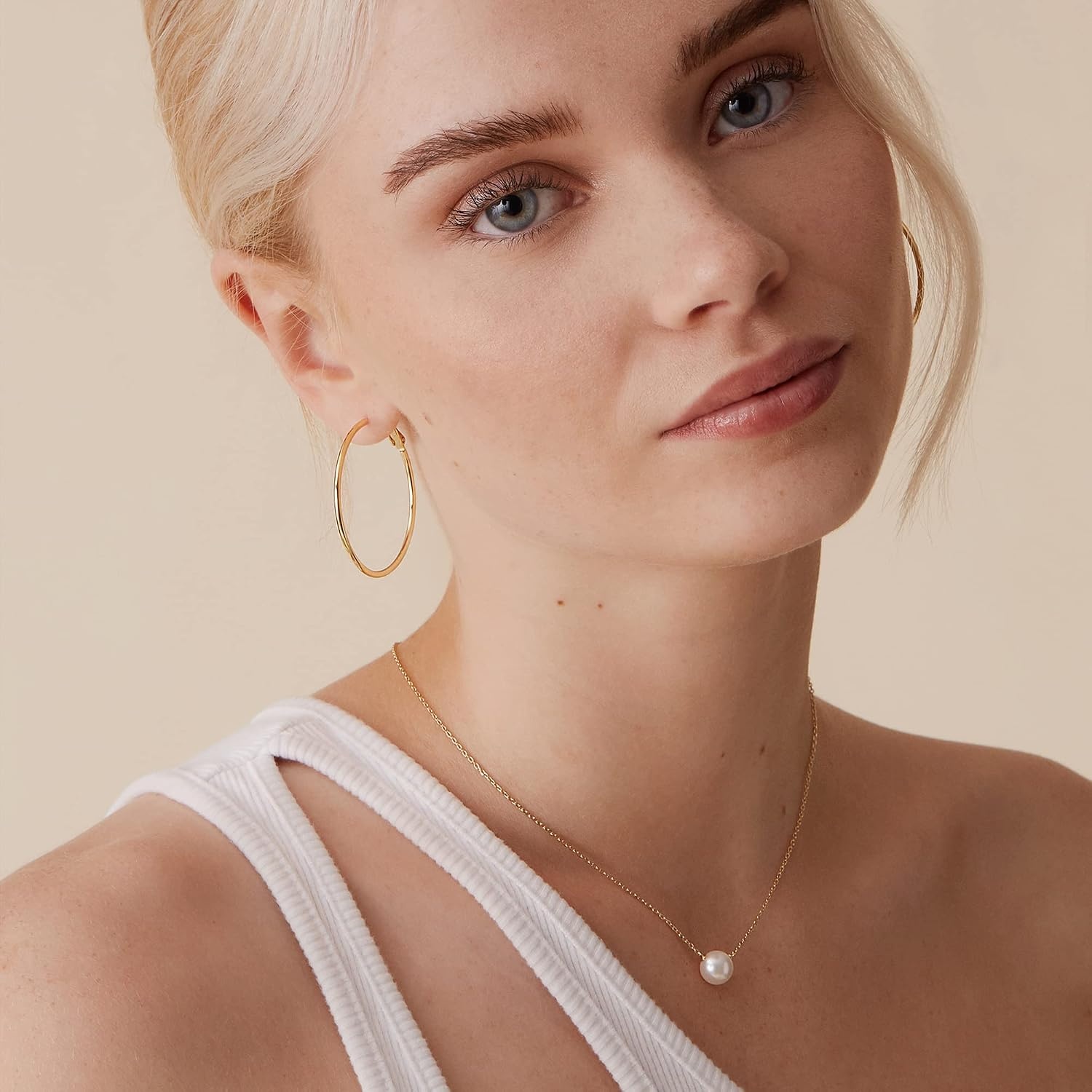 image:imagePAVOI 14K Gold Plated 925 Sterling Silver Post Hoops Large Hoops Earring Lightwight Gold Hoop Earrings for WomenYellow Gold
