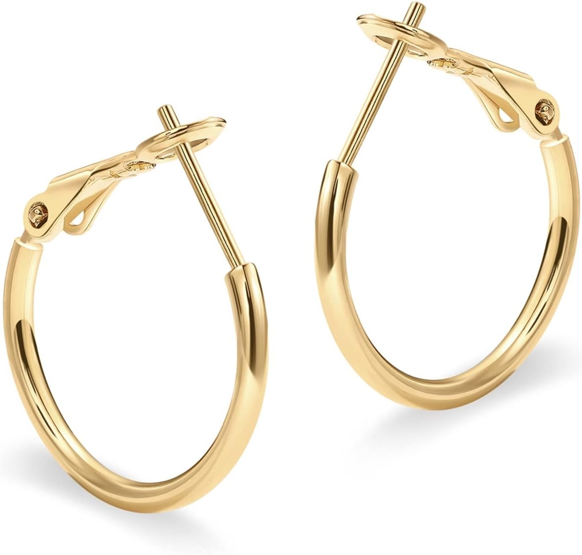 image:imagePAVOI 14K Gold Plated 925 Sterling Silver Post Hoops Large Hoops Earring Lightwight Gold Hoop Earrings for WomenYellow Gold