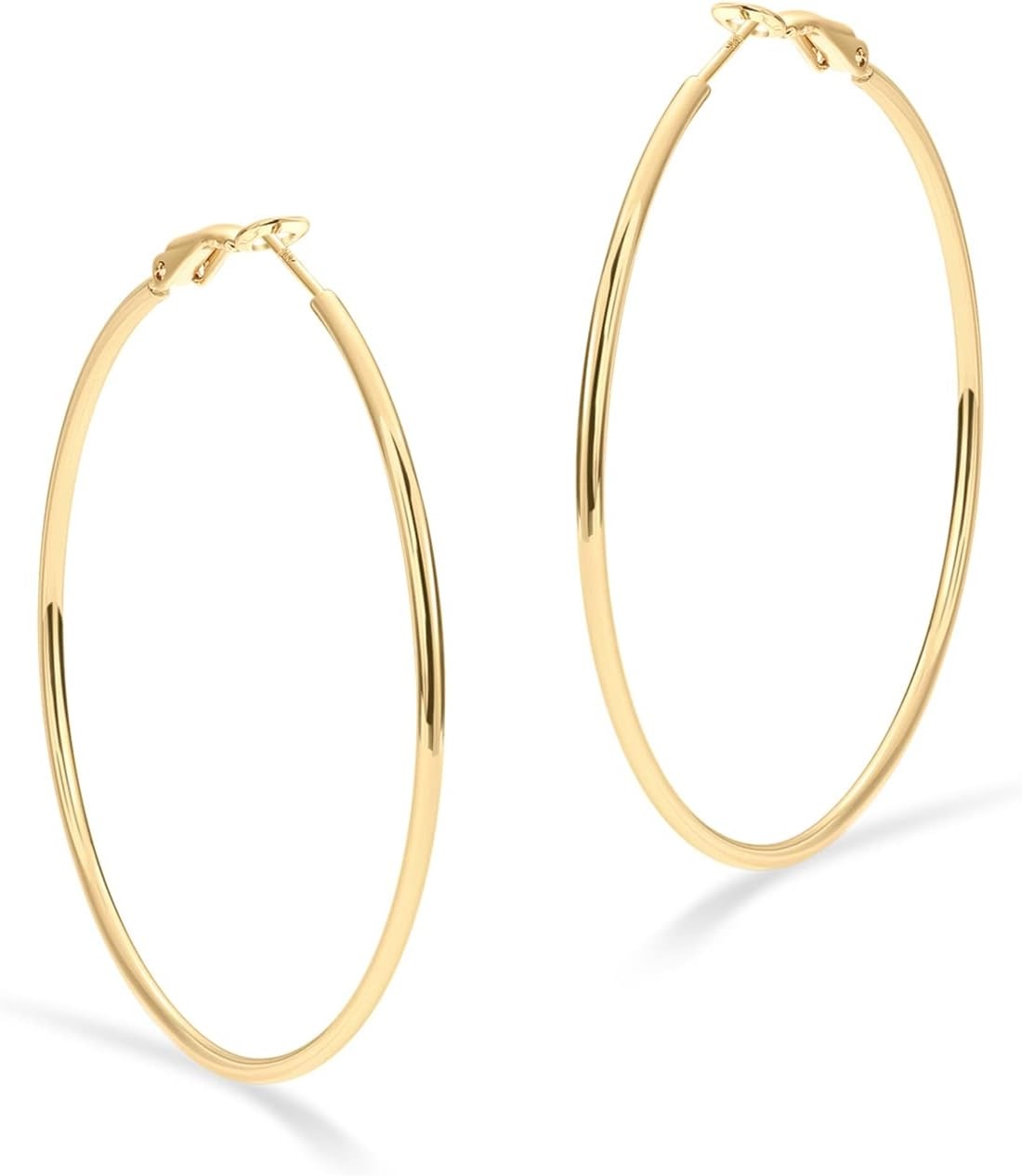 image:imagePAVOI 14K Gold Plated 925 Sterling Silver Post Hoops Large Hoops Earring Lightwight Gold Hoop Earrings for WomenYellow Gold