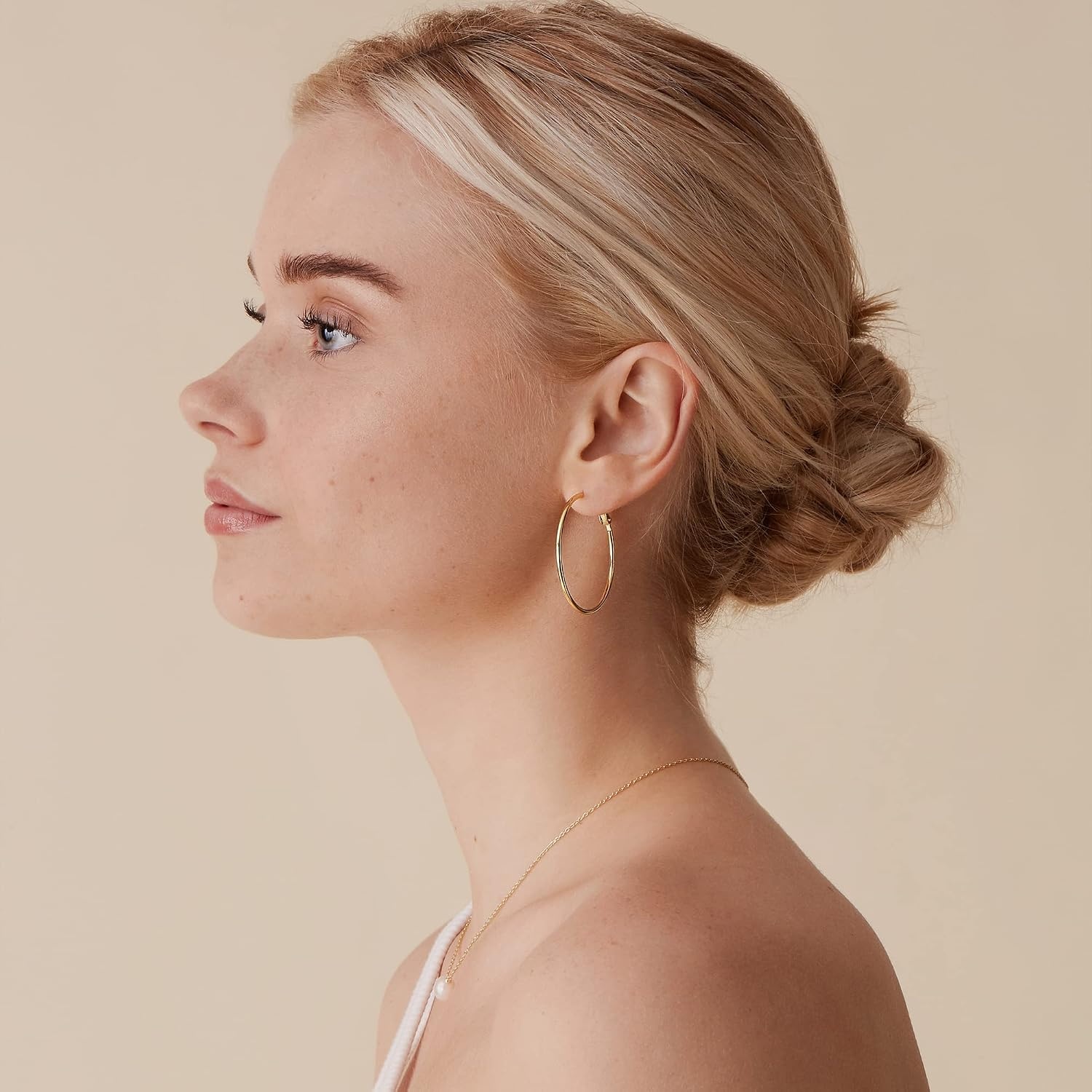 image:imagePAVOI 14K Gold Plated 925 Sterling Silver Post Hoops Large Hoops Earring Lightwight Gold Hoop Earrings for WomenYellow Gold