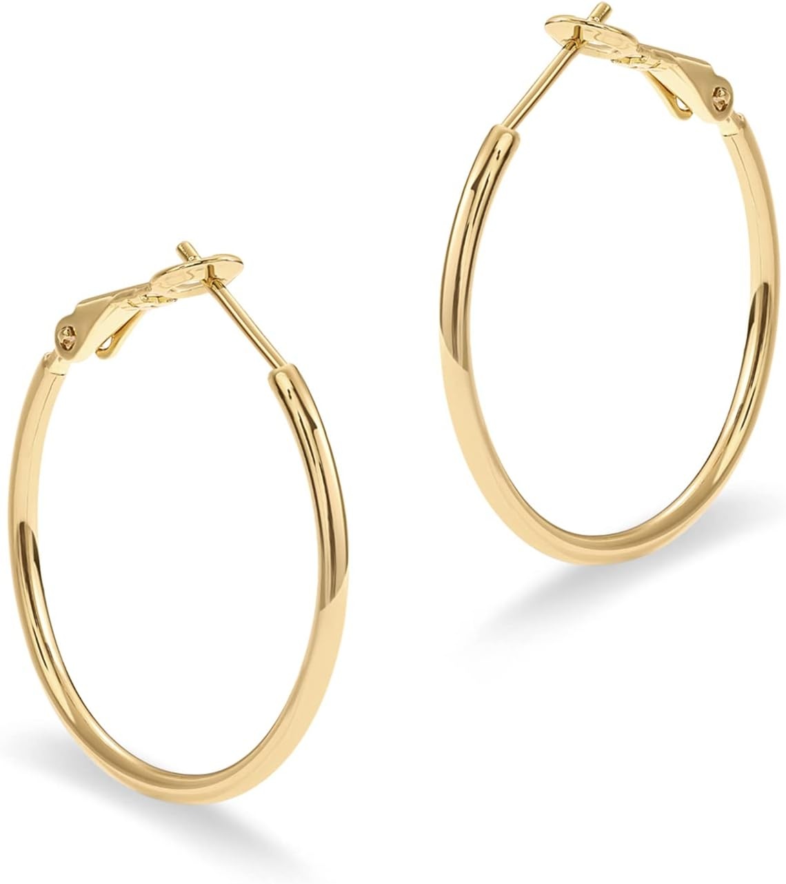 image:imagePAVOI 14K Gold Plated 925 Sterling Silver Post Hoops Large Hoops Earring Lightwight Gold Hoop Earrings for WomenYellow Gold