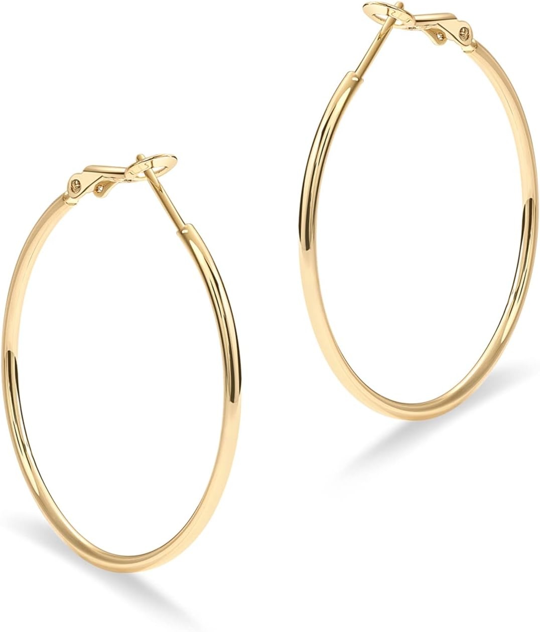 image:imagePAVOI 14K Gold Plated 925 Sterling Silver Post Hoops Large Hoops Earring Lightwight Gold Hoop Earrings for WomenYellow Gold