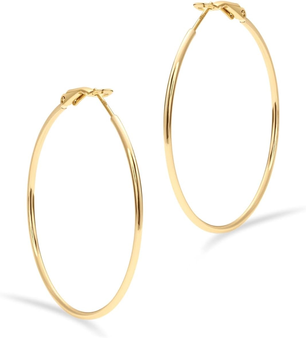 image:imagePAVOI 14K Gold Plated 925 Sterling Silver Post Hoops Large Hoops Earring Lightwight Gold Hoop Earrings for WomenYellow Gold