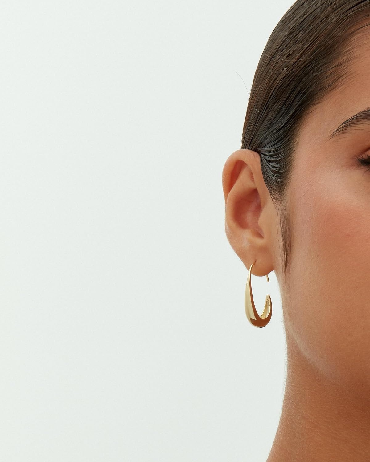 image:imagePAVOI 14K Gold Plated 925 Sterling Silver Post Lightweight Teardrop Hoop Earrings for Women Small Oval PullThrough Statement EarringsYellow Gold
