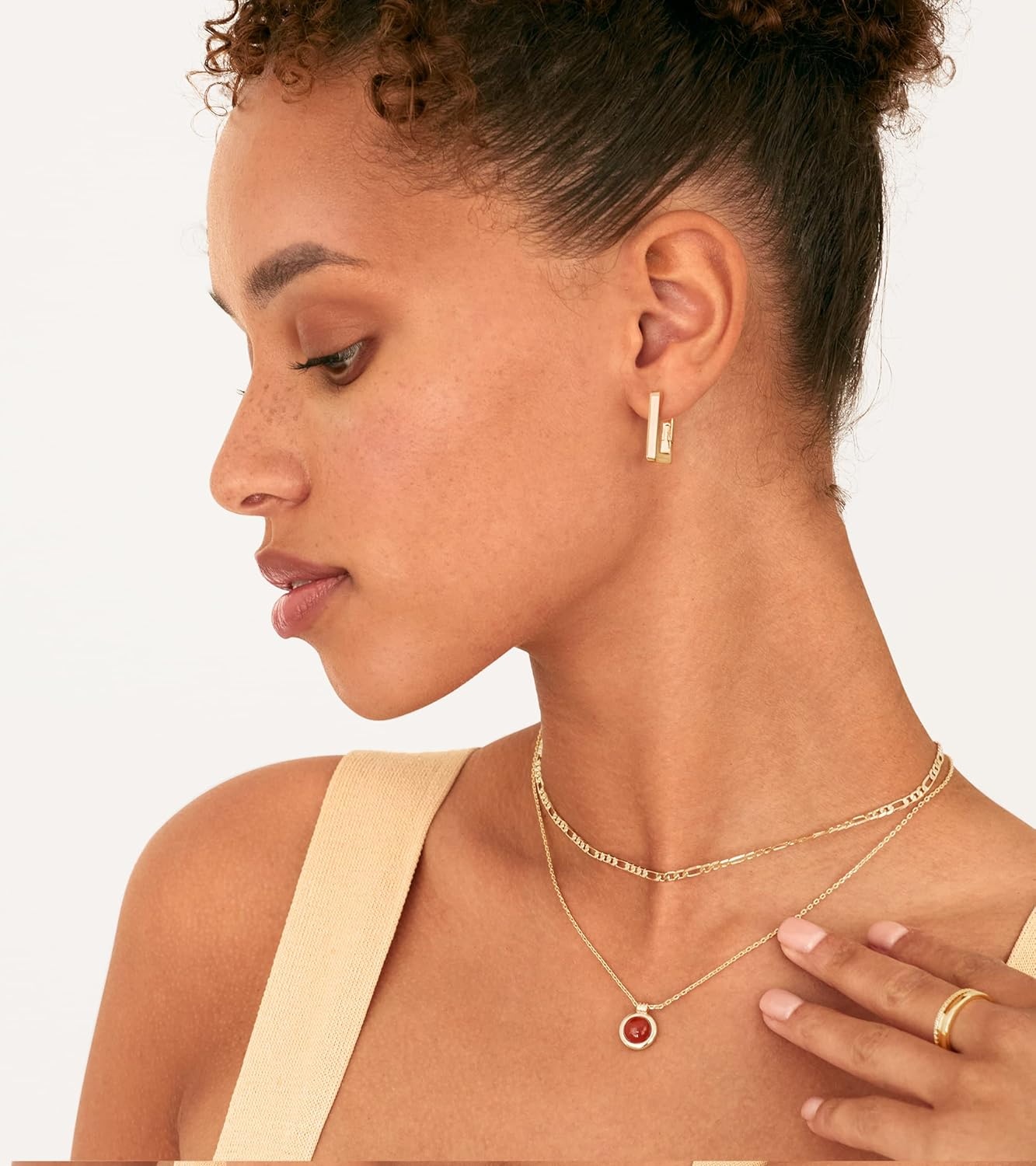 image:imagePAVOI 14K Gold Plated 925 Sterling Silver Post Square Hoop Earrings Geometric Rectangle Gold Hoop Earrings for WomenRose Gold