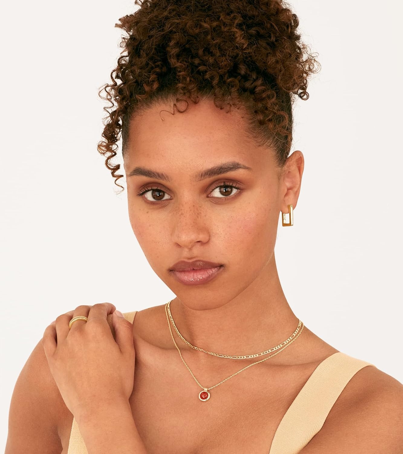 image:imagePAVOI 14K Gold Plated 925 Sterling Silver Post Square Hoop Earrings Geometric Rectangle Gold Hoop Earrings for WomenYellow Gold