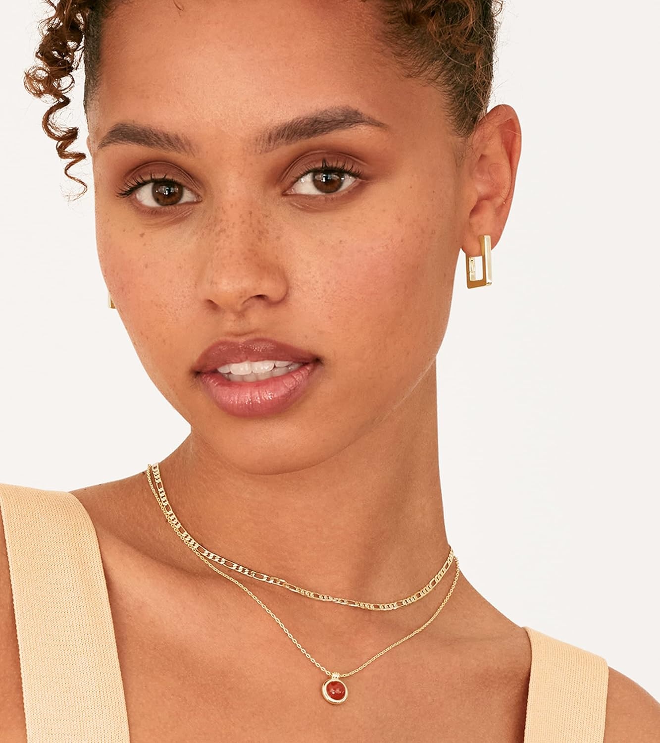 image:imagePAVOI 14K Gold Plated 925 Sterling Silver Post Square Hoop Earrings Geometric Rectangle Gold Hoop Earrings for WomenYellow Gold