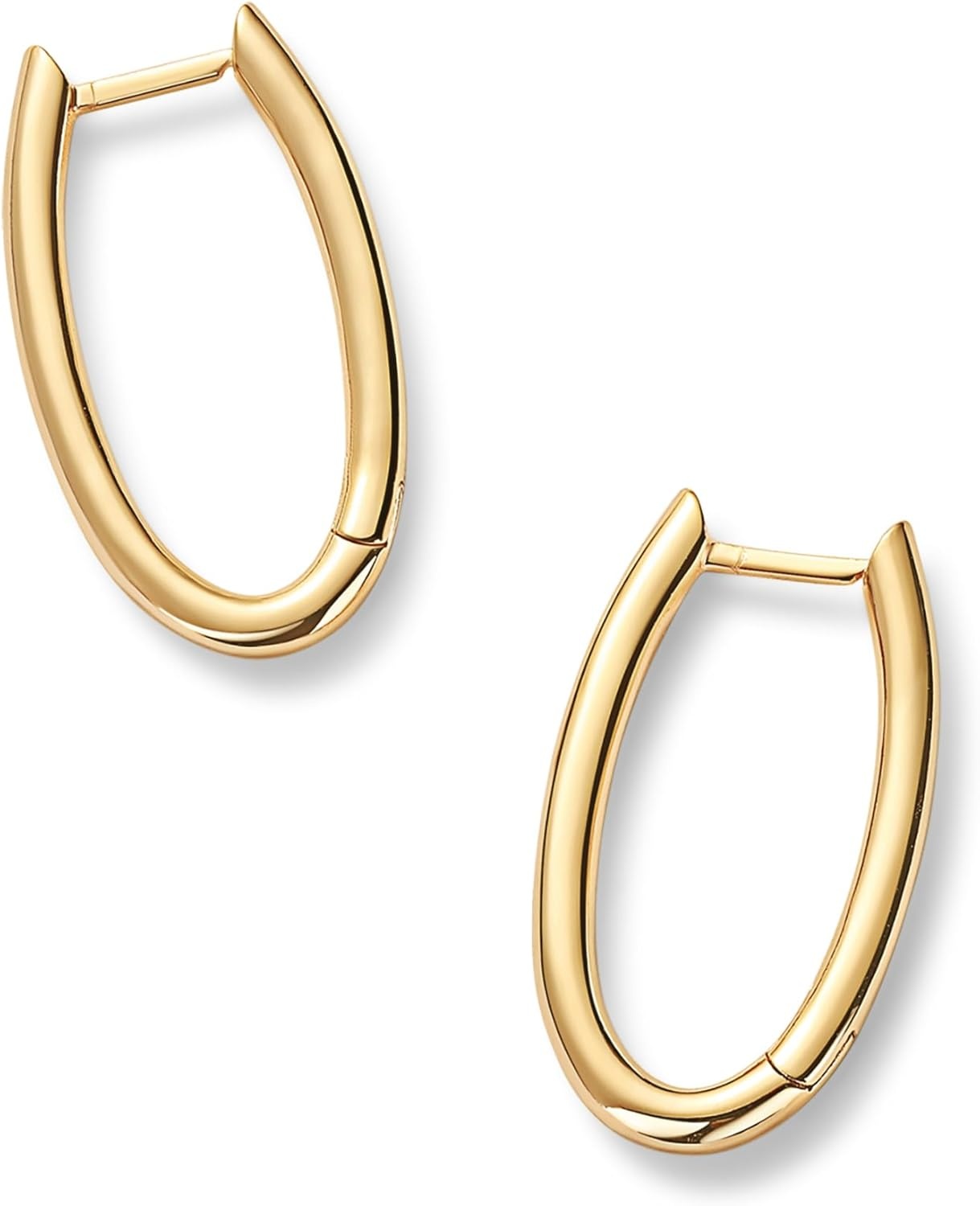 image:imagePAVOI 14K Gold Plated 925 Sterling Silver Posts Geometric Hoop Earrings for Women Trendy Geo Long Oval UShaped Link Triangle Huggie Hoops EarringOval