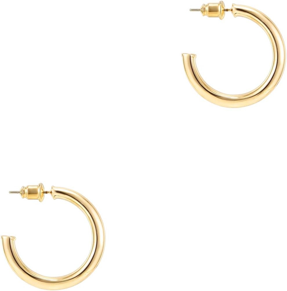 image:imagePAVOI 14K Gold Plated Hoop Earrings for Women 2mm Thick Infinity Hoops Lightweight Loop Earrings Set200 Millimeters