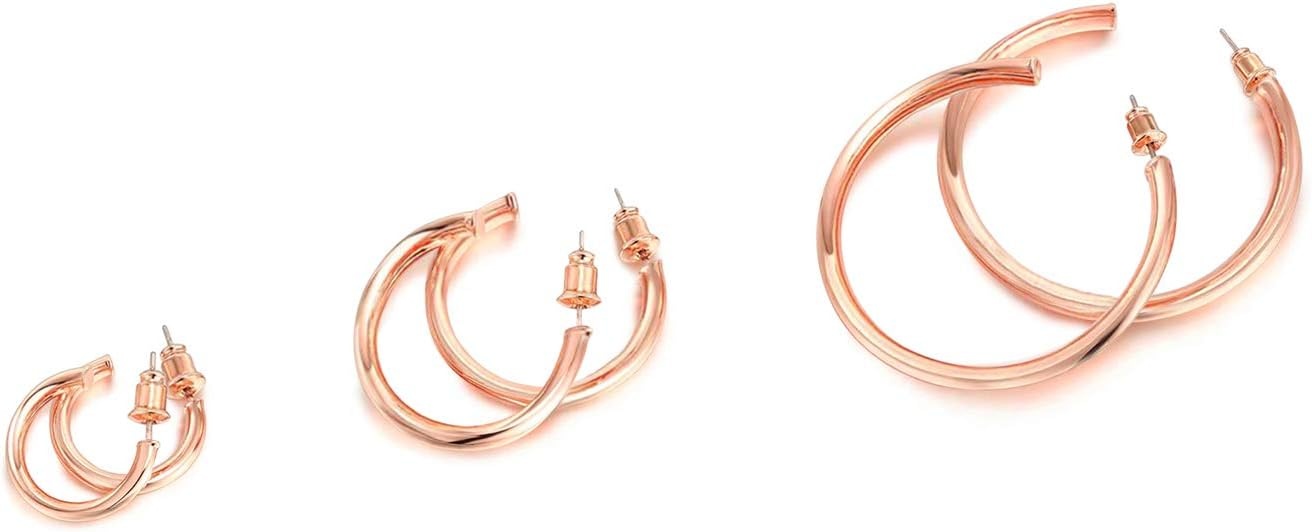 image:imagePAVOI 14K Gold Plated Hoop Earrings for Women 2mm Thick Infinity Hoops Lightweight Loop Earrings Set200 Millimeters
