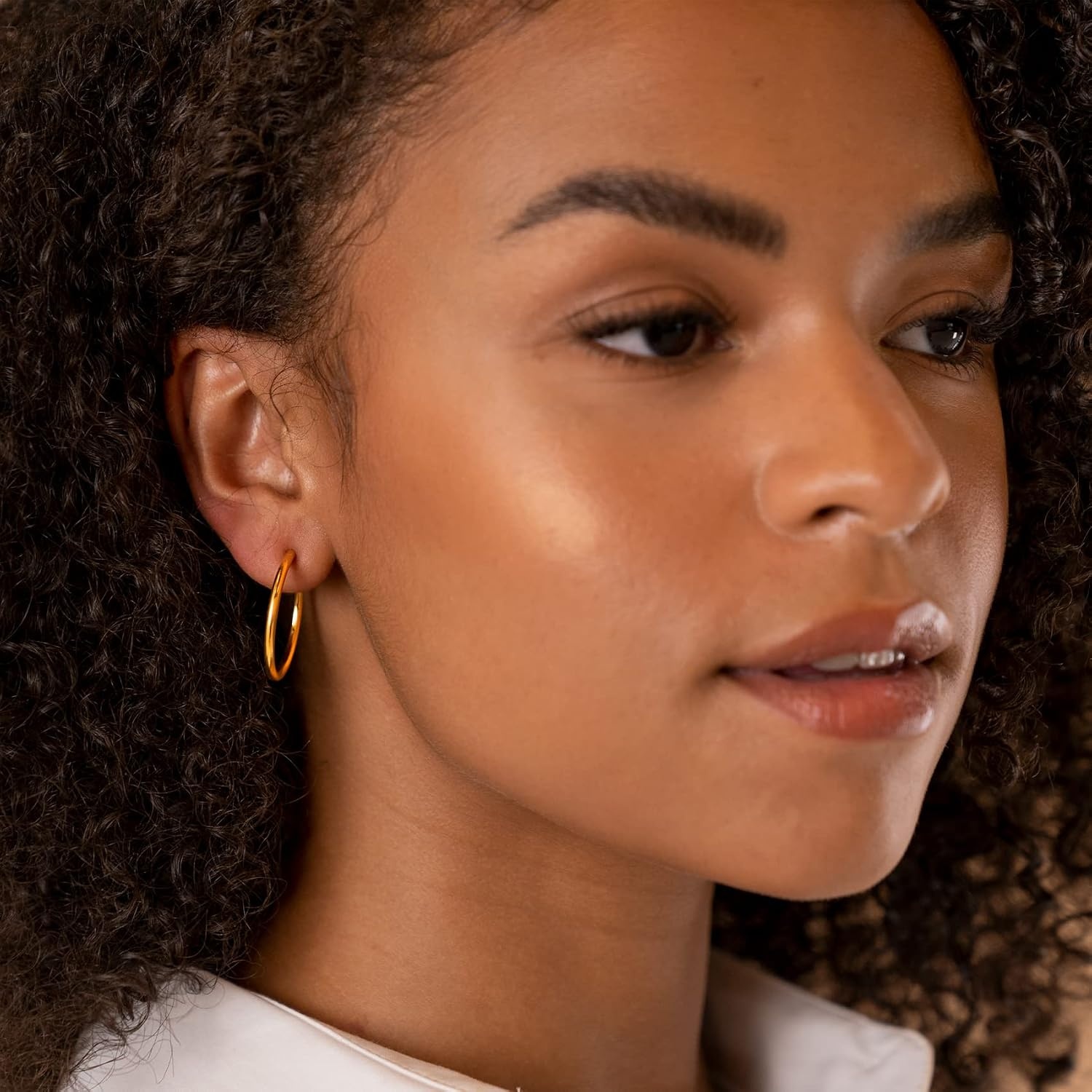 image:imagePAVOI 14K Gold Plated Hoop Earrings for Women 2mm Thick Infinity Hoops Lightweight Loop Earrings Set300 Millimeters