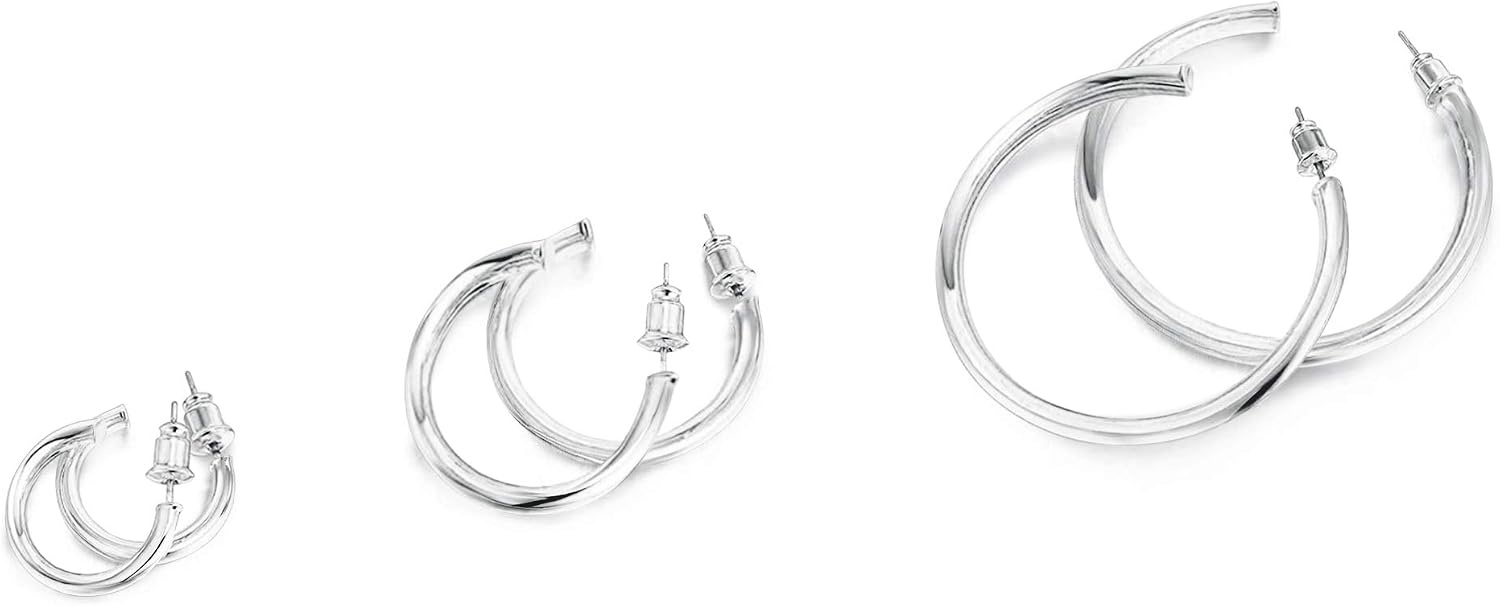 image:imagePAVOI 14K Gold Plated Hoop Earrings for Women 2mm Thick Infinity Hoops Lightweight Loop Earrings Set300 Millimeters