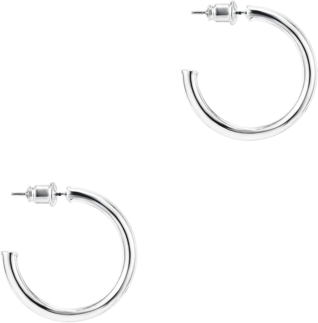 image:imagePAVOI 14K Gold Plated Hoop Earrings for Women 2mm Thick Infinity Hoops Lightweight Loop Earrings Set300 Millimeters