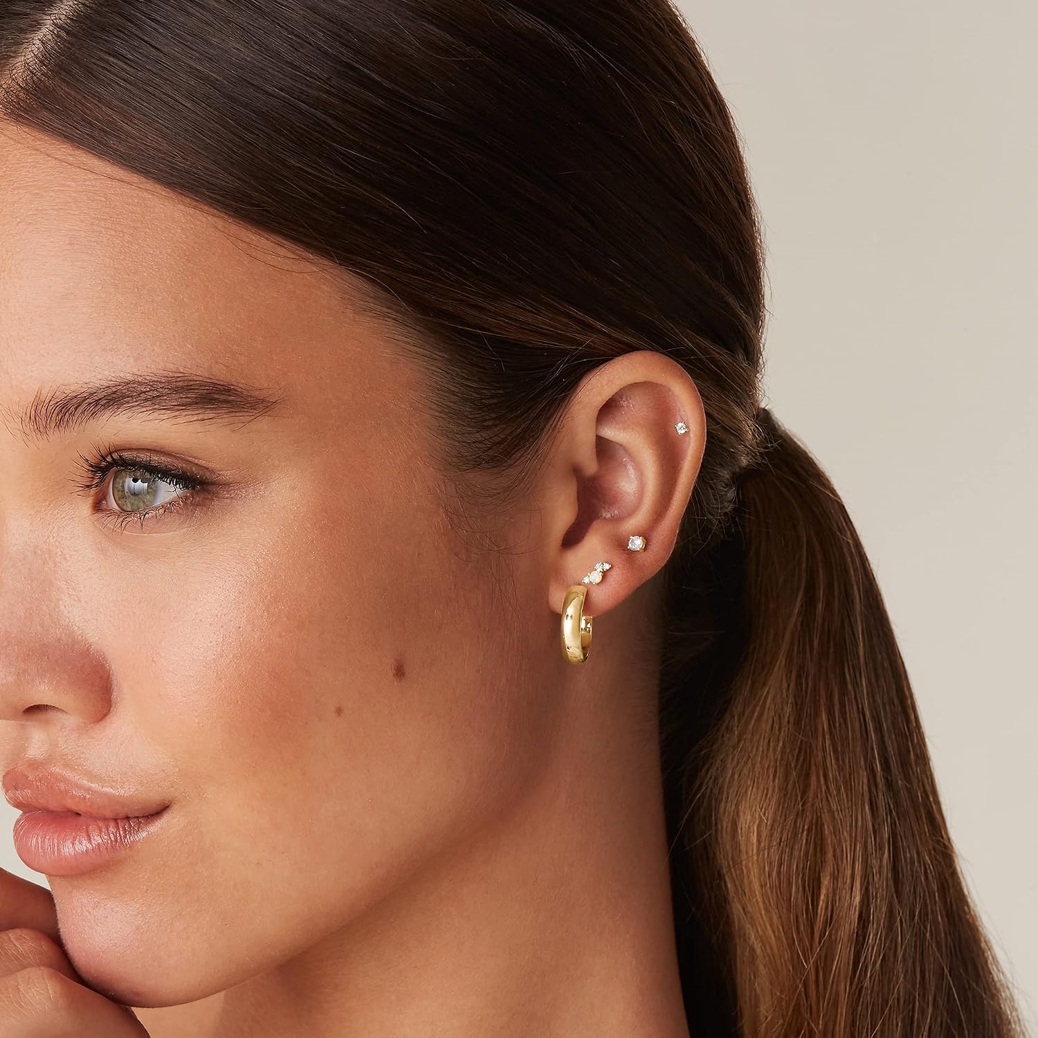image:imagePAVOI 14K Gold Plated Wide Flat Edge Hoop Earrings for Women Rose White and Yellow Gold Hoops Hypoallergenic JewelryYellow Gold