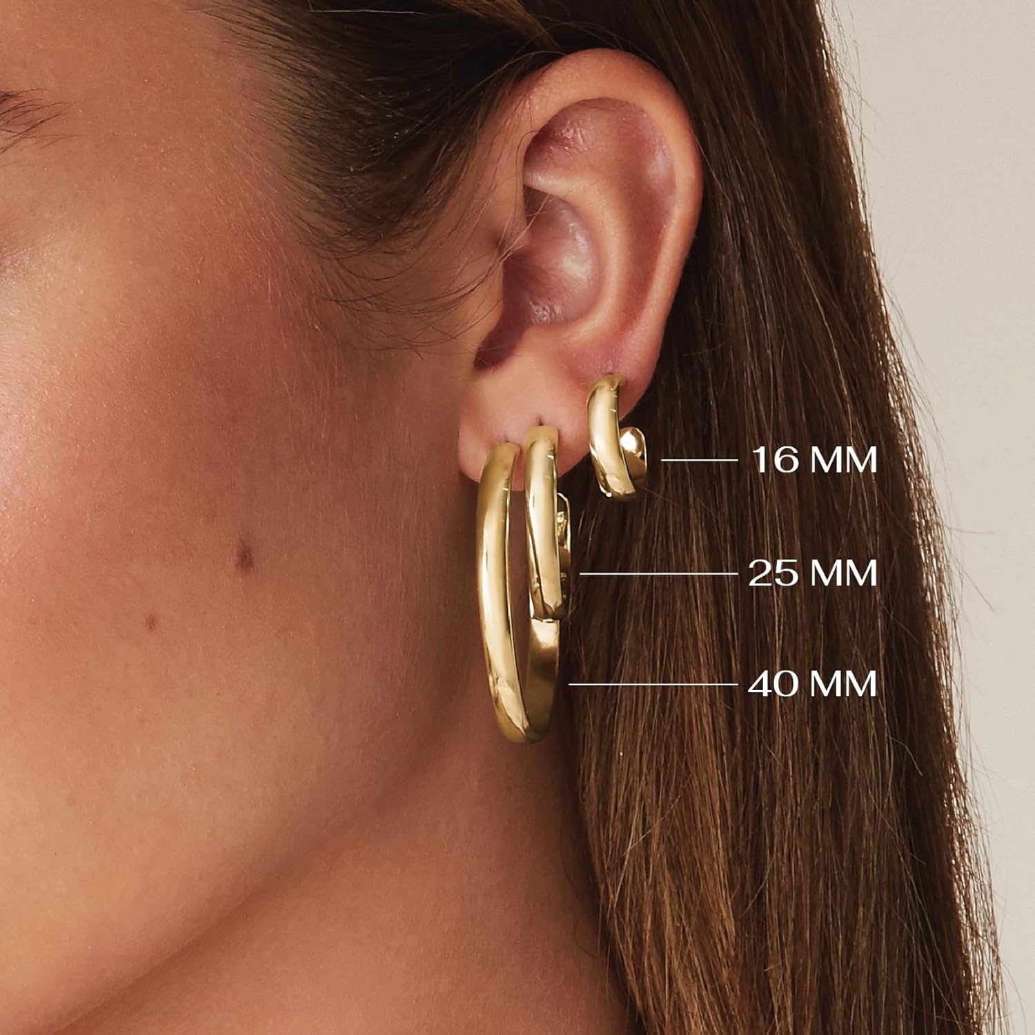 image:imagePAVOI 14K Gold Plated Wide Flat Edge Hoop Earrings for Women Rose White and Yellow Gold Hoops Hypoallergenic JewelryYellow Gold
