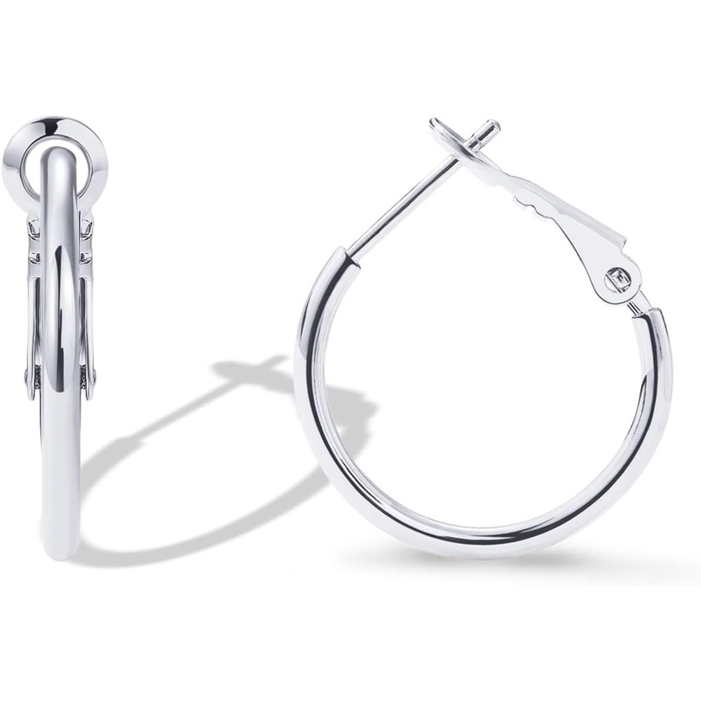 image:imagePAVOI 14K Gold Plated 925 Sterling Silver Post Hoops Large Hoops Earring Lightwight Gold Hoop Earrings for WomenWhite Gold