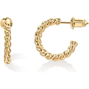 PAVOI 14K Gold Plated 2.5mm Twisted Rope Hoop Earrings for Women | Round Hoops Earrings(Yellow Gold)