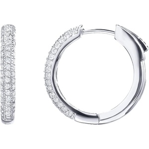PAVOI 14K Gold Plated 925 Sterling Silver Posts Cubic Zirconia Hoop Earrings for Women | Halo CZ Gold Huggie Hoops(White Gold)