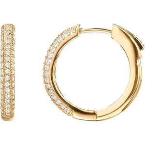 PAVOI 14K Gold Plated 925 Sterling Silver Posts Cubic Zirconia Hoop Earrings for Women | Halo CZ Gold Huggie Hoops(Yellow Gold)
