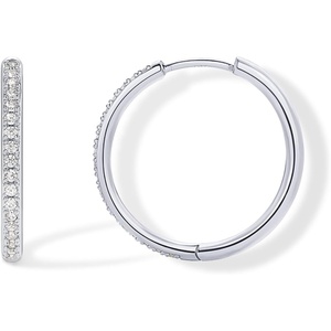PAVOI 14K Gold Plated Cubic Zirconia Hoop Earrings for Women – 925 Sterling Silver Posts Trendy Fashion Hinged Gold Earrings for Women(White Gold)