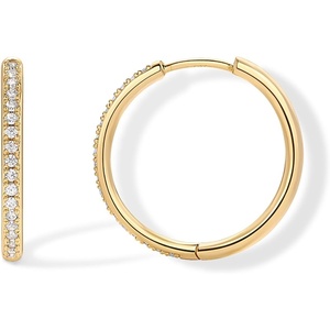PAVOI 14K Gold Plated Cubic Zirconia Hoop Earrings for Women – 925 Sterling Silver Posts Trendy Fashion Hinged Gold Earrings for Women(Yellow Gold)